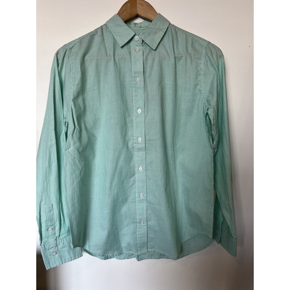 NWT Everlane Mint White Stripe Silky Cotton Relaxed Button Up Shirt Size 00